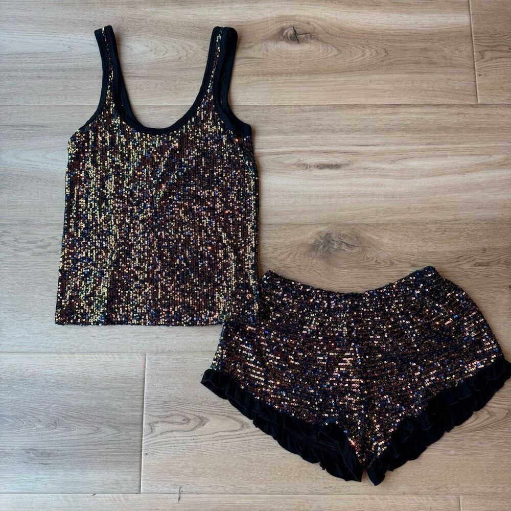 New Pol Matching Black Sparkly Sequin Set Size Sm… - image 2